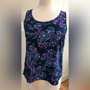 Attention Floral Tank Top - Navy and Teal
